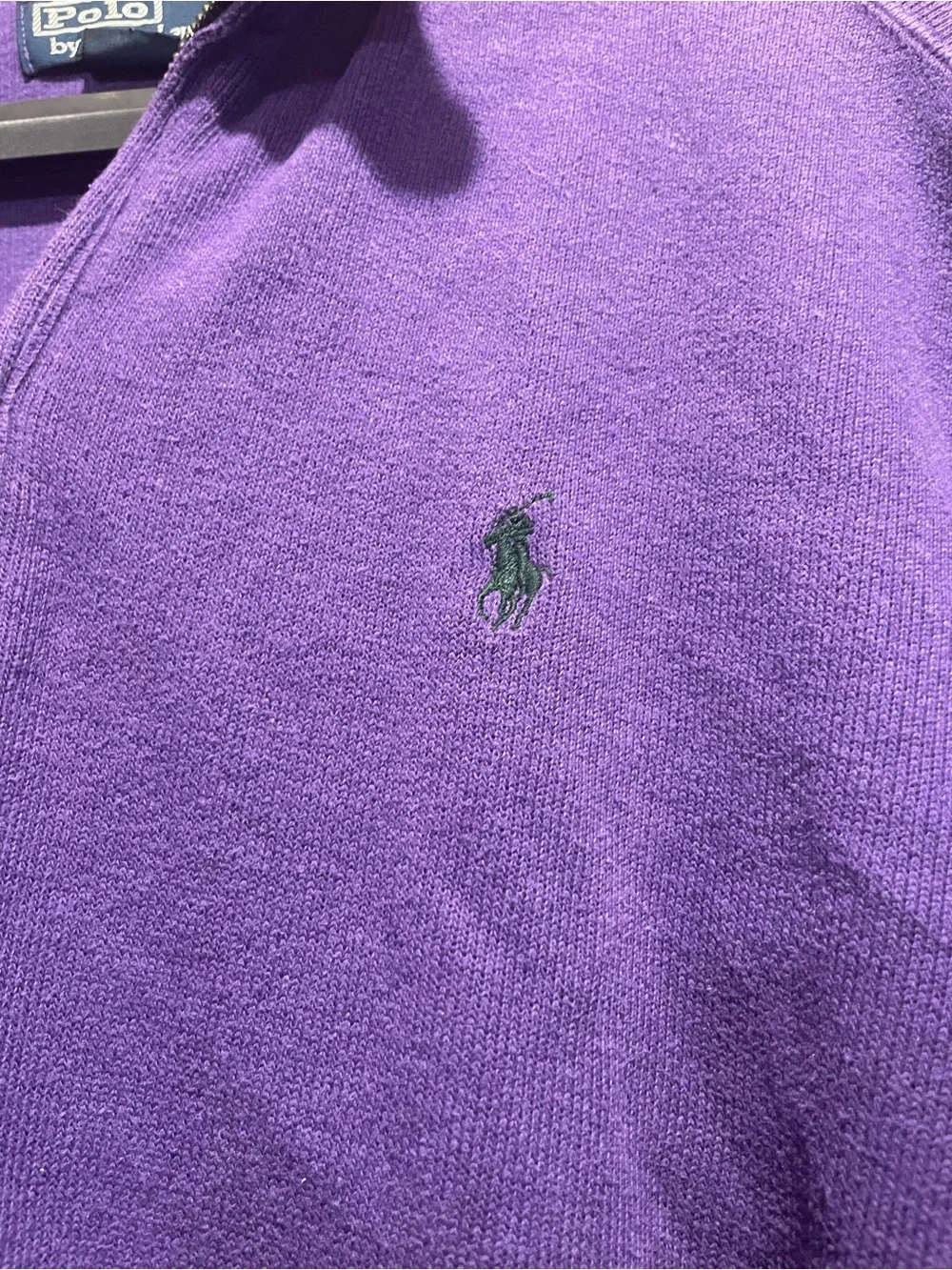 VINTAGE RALPH LAUREN PURPLE QUARTER ZIP SWEATER LARGE